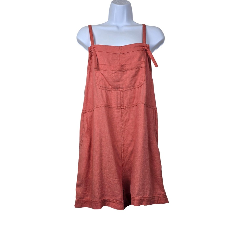 Old Navy Womens Red Basil Cami Tie Strap Linen Blend Shortalls Size S NWT